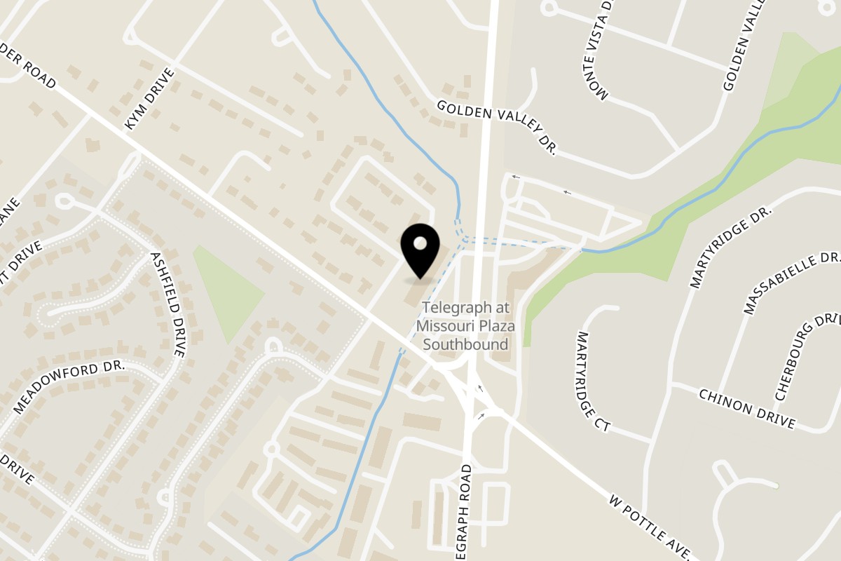 Map showing the location of Blarney Stone Sports Bar and Grill on 4331 Telegraph Rd in St. Louis